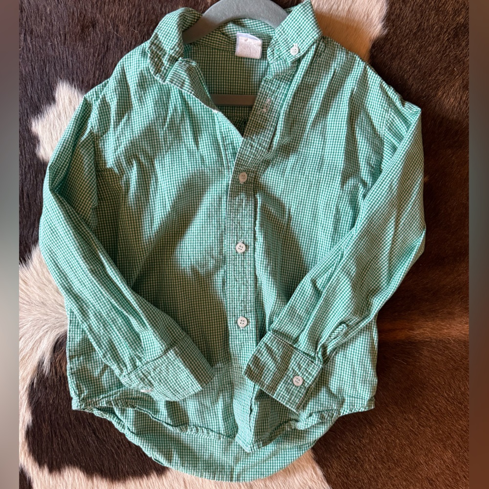 Green Checkered Button-Up Shirt